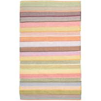 Wool Multi Rug 3' X 5' Modern Dhurrie Scandinavian Striped Room Size Carpet