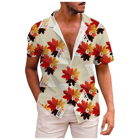 GHSOHS Mens Dress Shirts Elegant Golf Shirts for Men Khaki Black Dress Shirt Summer Casual 3D Printing Hawaiian Shirt Plus Size Tropical Leaf Beach Shirts Short Sleeve Button Down Shirts Tops L