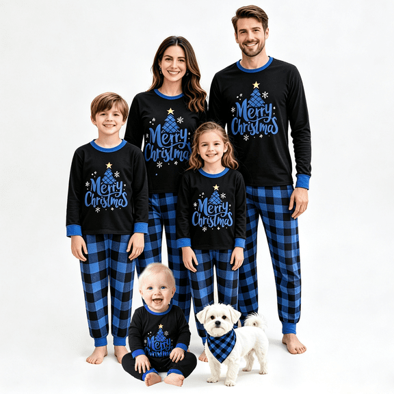 RUINIXCW Family Christmas Pajamas Matching Set Xmas Jammies Holiday Outfit for Couples Women Men Pet PJS Set Letters Print Sleepwear Loungewear