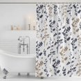 thumbnail image 2 of Shower Curtain Bathroom Set Spring Farmhouse Khaki Navy Blue Leaves Waterproof Fabric Shower Curtains with Grommets&Hooks, Country Plants Privacy Bath Curtain for Bathtub 48x72in, 2 of 9