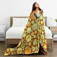 thumbnail image 5 of DouZhe Ultra-Soft Micro Fleece Lightweight Flannel Bed Blanket, Psychedelic Yellow Circles Rounds Print Cozy Warm Throw Blankets, 80"x60", 5 of 7