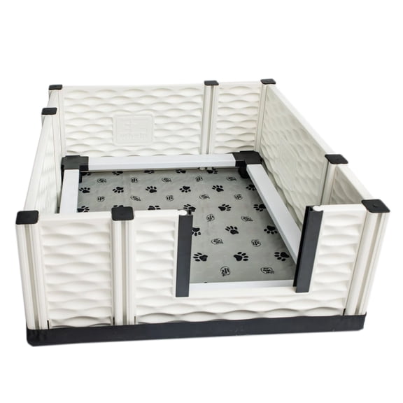 EZwhelp EZclassic Medium Dog Whelping Box with Rails, 38" x 38" x 18", Gray Pad