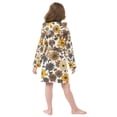 thumbnail image 5 of FORMRS Niños Bathrobe Unisex Hooded Robe Soft Plush Pajamas Sleepwear, Size 10-12T, Brown Flowers, 5 of 7