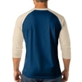 thumbnail image 4 of Dwelliawo Mens Summer Fall Henley Shirts Raglan 3/4 Sleeve Jersey Baseball T-Shirts Casual Workout Sport Athletic Tee Tops Navy L, 4 of 7