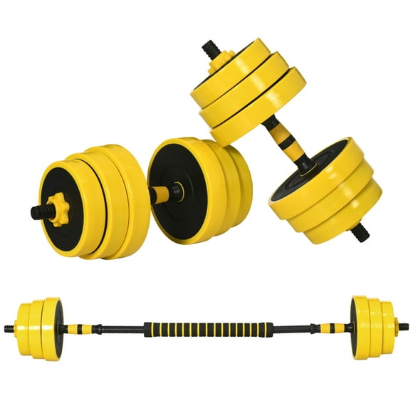 Soozier 55lbs Dumbbell & Barbell, Weights Adjustable Set Plate Bar Clamp Rod Home Gym Sports Area Exercise Ergonomic