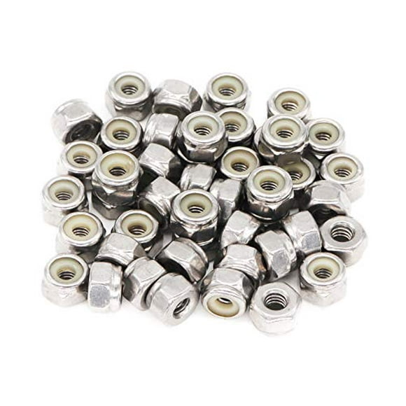 binifiMux 50pcs 1/4-20 Inch Nylon Inserted Self Locking Nuts 304 Stainless Steel
