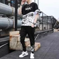 thumbnail image 2 of Trajes deportivos Chándal con alfabeto, ropa para correr, ropa para hombre, camiseta blanca, ropa deportiva para hombre, conjuntos de pantalones, elegante oferta superior 2025, novedad en XL, 2 of 4