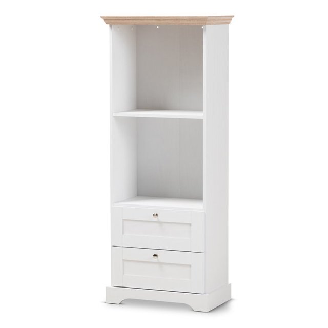 Baxton Studio Anna 2 Shelf Bookcase in White and Natural