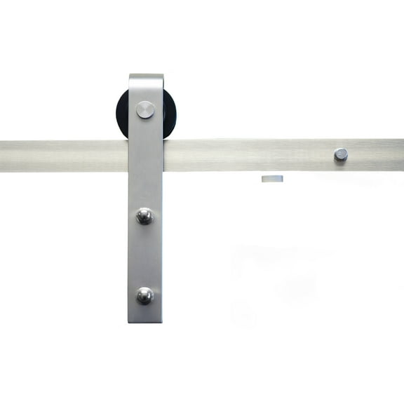 Sure-Loc Hardware, Inc. Barn Door Track System with Strap Roller 15 Barn Door Track System - 96" - Satin Nickel