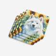 thumbnail image 4 of American Eskimo in Sunflowers Foam Coasters 3.5 in x 3.5 in, 4 of 5