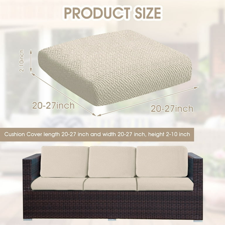 TOPCHANCES 3 Pack Patio Stretch Sofa Cushion Covers Waterproof Outdoor Furniture Cushion Slipcovers Replacement Chair Seat Protector Covers