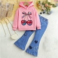 thumbnail image 2 of Mnyotv Fall Winter Outfits Girls Clothes Printed Long Sleeve Hooded Tops Jeans Pants Toddler Giel School Outfit Size 6-7 Years, 2 of 4