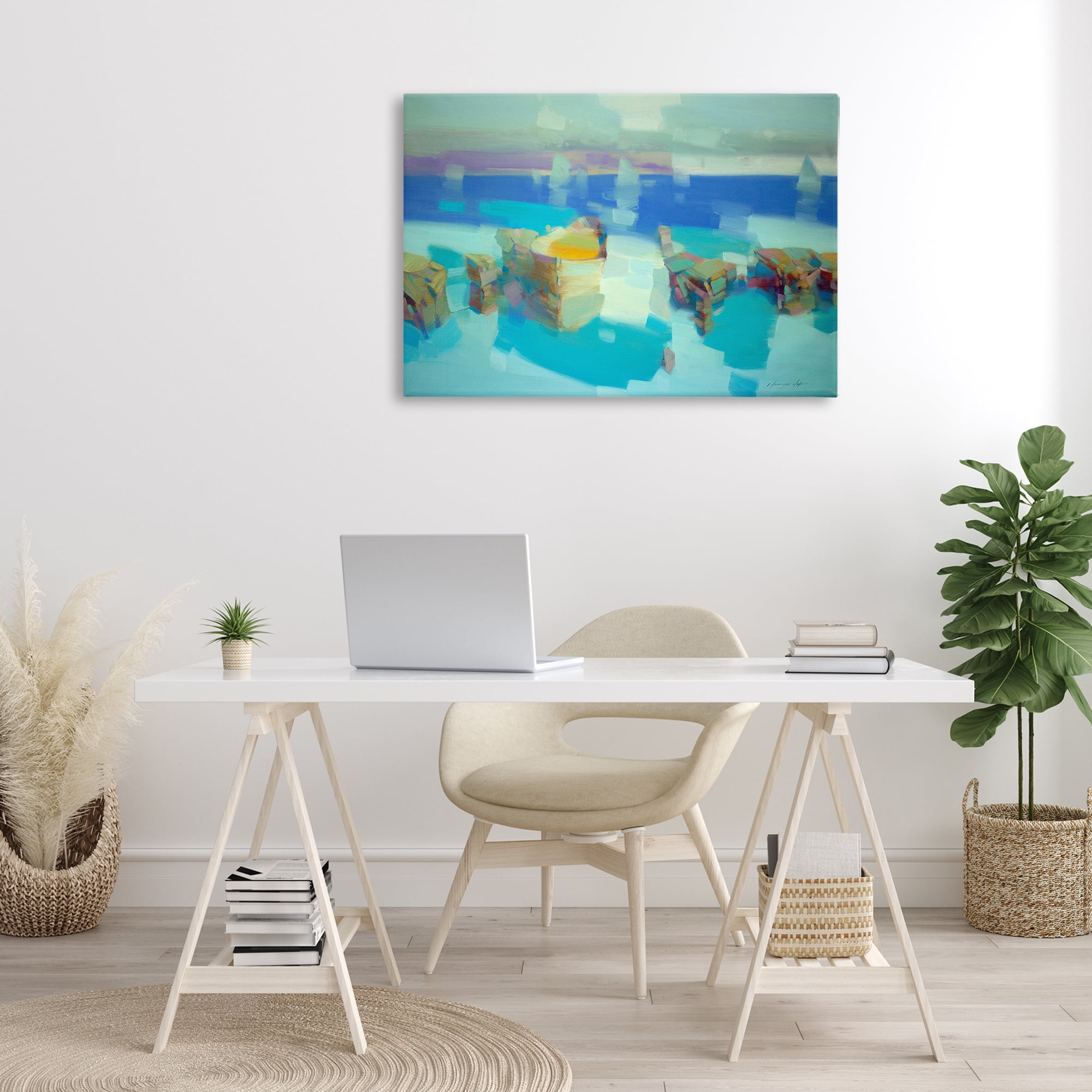 Stupell Industries Abstract Nautical Cliffs Abstract Painting Gallery Wrapped Canvas Art Print Wall Art, 36 x 24