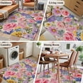 thumbnail image 5 of Purple Pink Floral Area Rugs 3'x5', Washable Small Throw Rugs for Living Room Bedroom, Spring Farmhouse Country Vintage Flower Indoor Outdoor Rug Non-Slip Low Pile Carpet Runner Reversible Floor Mats, 5 of 8