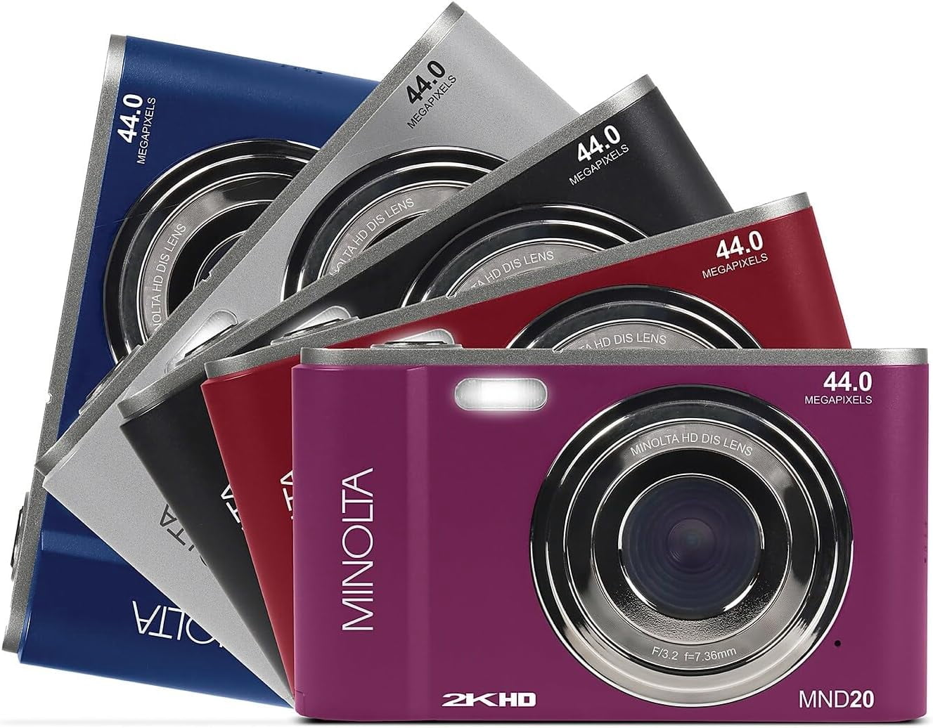Minolta MND20 44 MP / 2.7K Ultra HD Digital Camera (Blue) + 32GB Memory Card + 12" Tripod + Memory Card Wallet + More Bundle