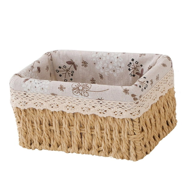Desktop Storage Basket Toys Container for Pantry Cabinets Playroom Farmhouse S Wood Color