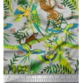 thumbnail image 1 of Soimoi Viscose Chiffon Fabric Branches,Parrot & Leopard Jungle Printed Fabric 1 Yard 42 Inch Wide, 1 of 1