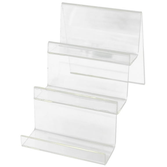3 Tier Clear Acrylic Wallet Display Stand Organizer Shelf Ladder Riser for Small Handbags, Wallets, Glasses, and Card Holder Rack