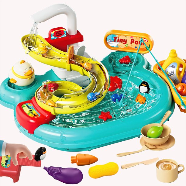 Hot Bee Kitchen Sink Toys, Children Electric Dishwasher Playing Toy with Running Water,2 in 1