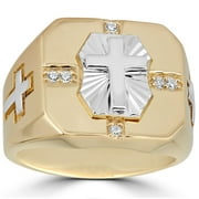 Cross Ring - 14K Gold Over Solid 925 Sterling Silver