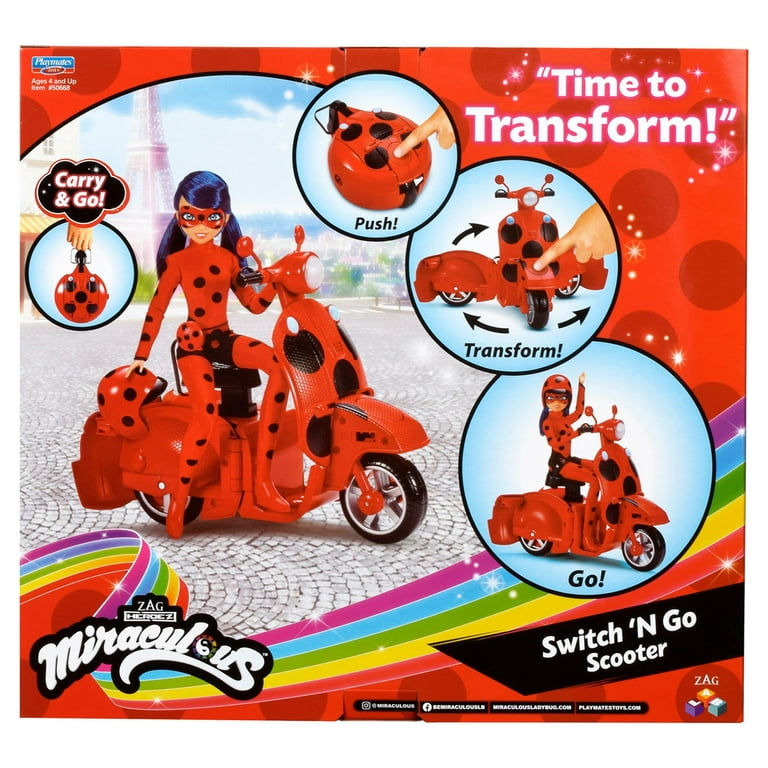 Miraculous Ladybug Switch N Go Scooter with 10.5 Fashion Doll and two  Magic Charms