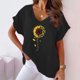 thumbnail image 1 of Fiudx Ofertas Flash Del Día Solo En Línea Camiseta de Manga Corta con Mangas Informales de Algodón y Cáñamo con Cuello En V y Estampado de Girasoles para Mujer, 1 of 6