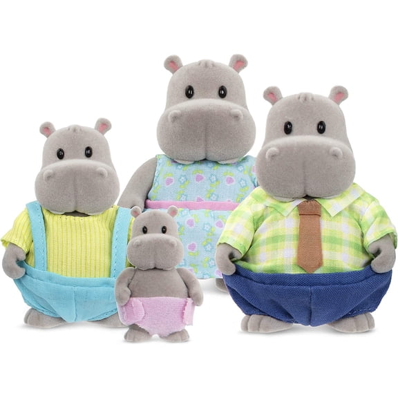 Li'l Woodzeez Miniature Animal Figurine Set - The River Dipper Hippo Family (62243463394): Adorable and Collectible Toy Set
