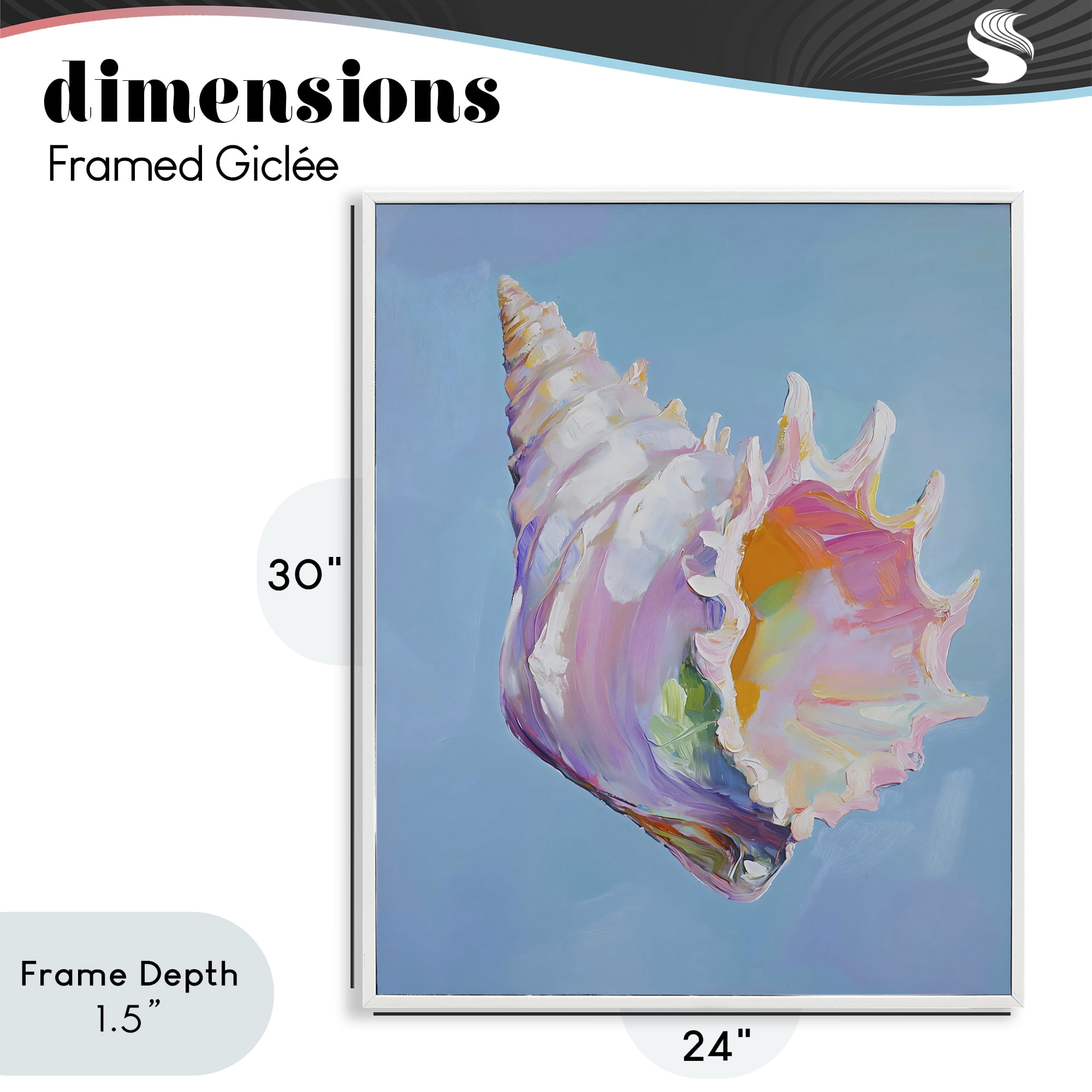 Stupell Industries Pastel Hued Conch on Blue White Framed Giclee Art, design by The Prints Vibe