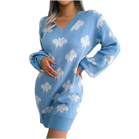 

Ersazi Long Sleeve V-Neck Dress Women s Fashion Autumn Color Contrast Cloud Sleeve Lapel Dress Maternity Dress for Wedding Guest Autumn And Winter Casual Contrasting Color Cloud Lapel Dress