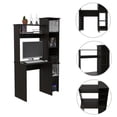 thumbnail image 2 of Computer Desk with Bookshelf, Wood Desk Teens Student Desk Writing Laptop Home Office Desk with Shelves and Built-in Bookcase, Modern Compact Workstation for Home & Office, Space-Saving, Black, 2 of 7