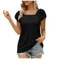 thumbnail image 2 of DailyTrove Women's Square Neck Short Sleeve Basic Top - Casual Fitted Tee, Versatile for Layering & Everyday, 2 of 5