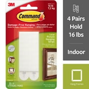 (4 pack) Command Large Picture Hanging Strips, White, 16 Sets of Strips