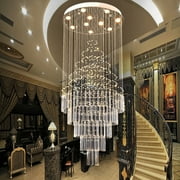 FINE MAKER 10-Light Crystal Stainless Steel Raindrop Chandelier