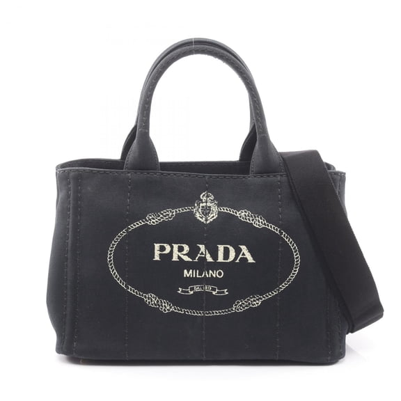 Pre-Owned Prada Canapa Tote Bag, Canvas, Women's, Black (Good)