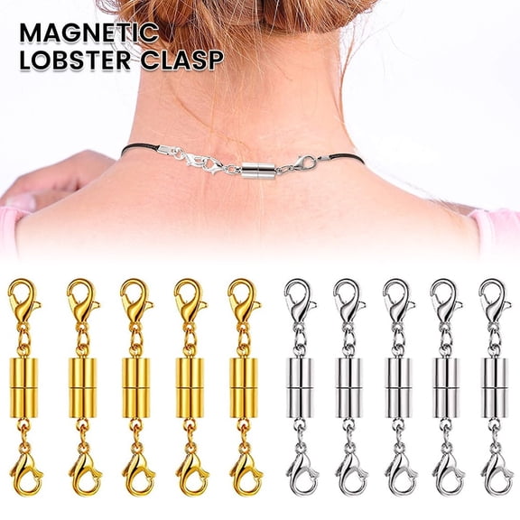 FNNMNNR Gold and Silver Color Magnetic Lobster Clasp Jewelry Locking Clasps and Closures Bracelet Lobster Clasp Connector for DIY Necklace Bracelet Jewelry Crafts Making Supplies