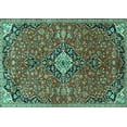 thumbnail image 1 of Ahgly Company Machine Washable Indoor Rectangle Medallion Turquoise Blue Traditional Area Rugs, 3' x 5', 1 of 4