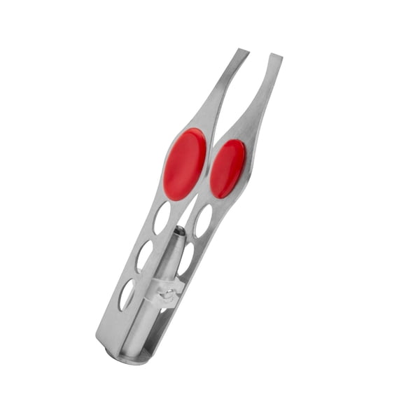 1 pinza plateada de acero inoxidable con luz LED para depilación de precisión, herramienta de maquillaje, pinzas para pestañas, recortadora de pestañas, recortadora redonda, herramientas para cejas, p