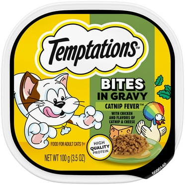 Temptations Bites In Gravy Catnip Fever Flavor Adult Wet Cat Food, 3.5 Oz Tray