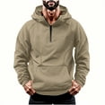 thumbnail image 3 of cocolona Mens Half-Zipper Hoodies Fall Casual Long Sleeve Hooded Sweatshirts Outdoor Sports Pullover Hoodie Beige 3XL, 3 of 6