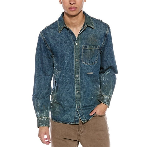 Helmut Lang mens  Shirt Jacket, 42, Blue