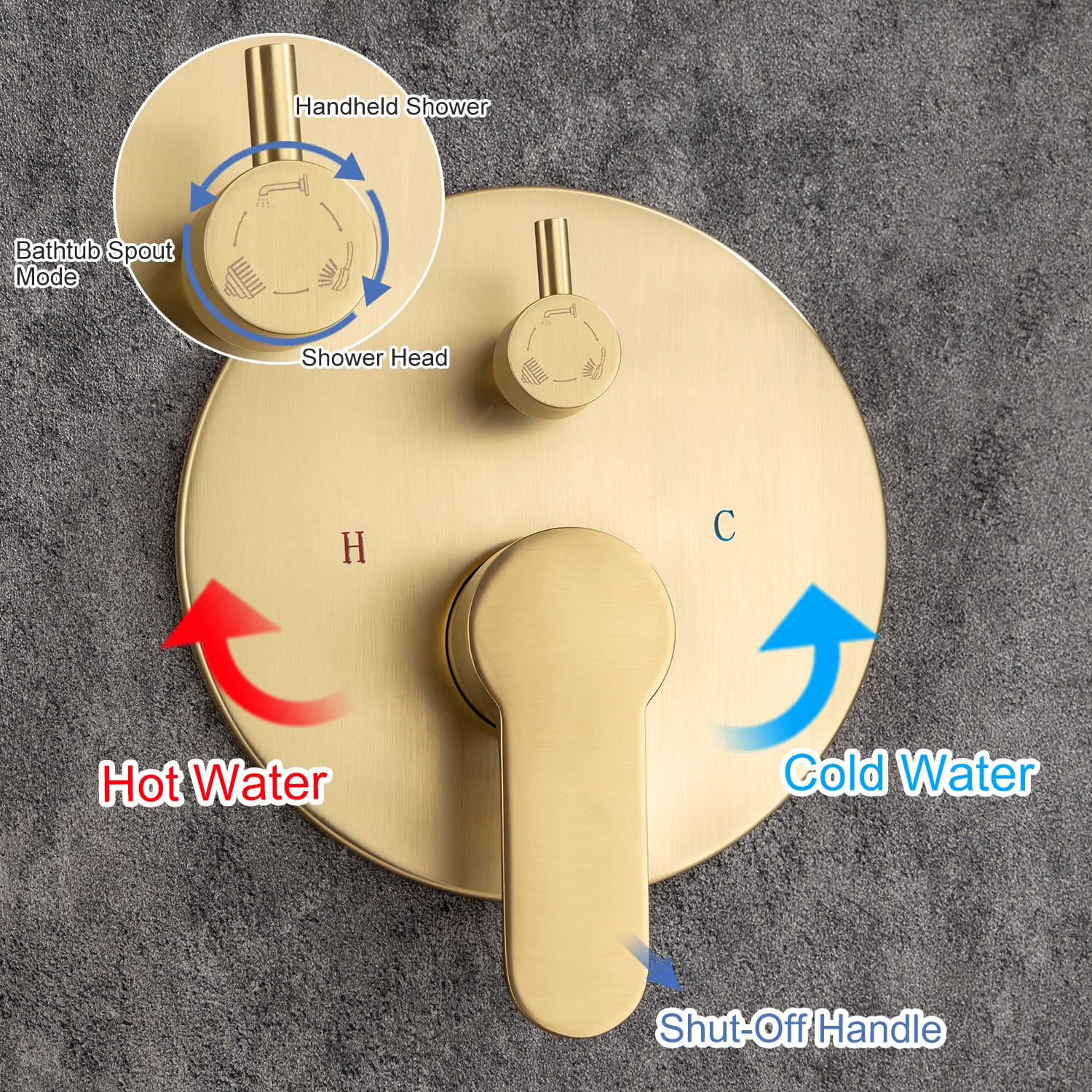 Rainlex One-Handle 1-Spray Brushed Gold Bathtub Shower Faucet