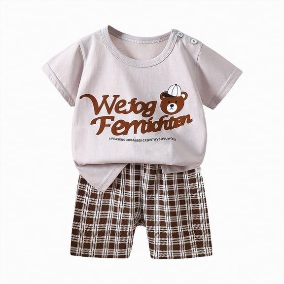 TOWED22 Toddler Baby Boy Summer Clothes Dinosaur Truck Short Sleeve Shirt Tee Elastic Shorts 2pcs Outfits(Grey,7-8 Y)