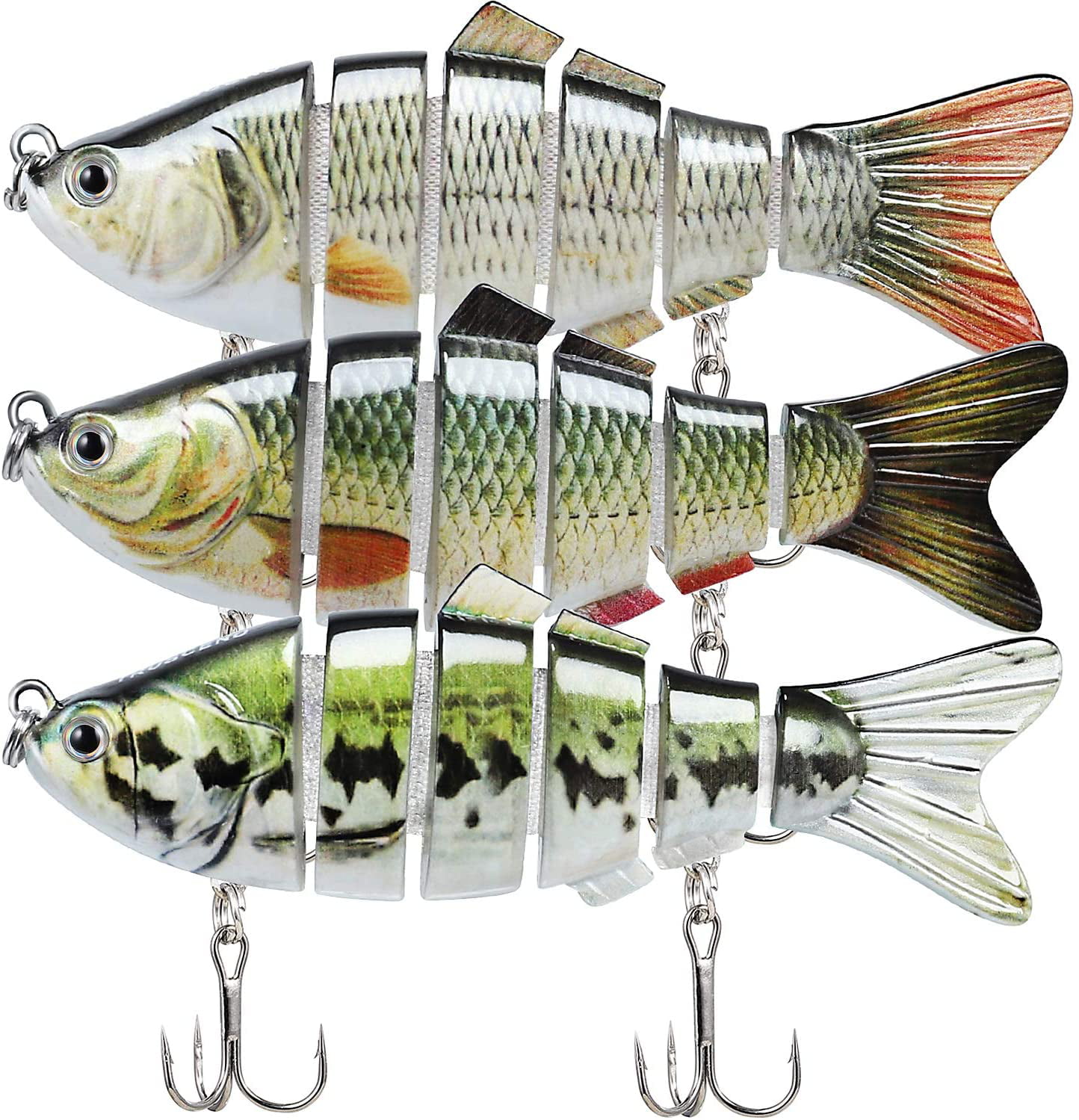 Realistic Fishing Lures Multi Jointed for Bass Trout Walleye Predator Fish 3pack for sale online 