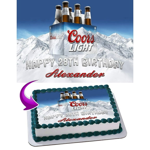 Coors Light Beer Edible Cake Image Topper Personalized Picture 1/4 Sheet (8"x10.5")