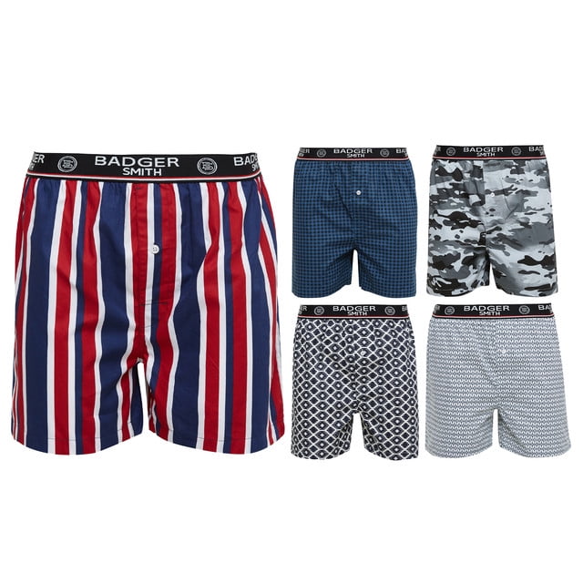 Badger Smith Boxers for Men - Men's Boxers Multi Pack 100% Cotton