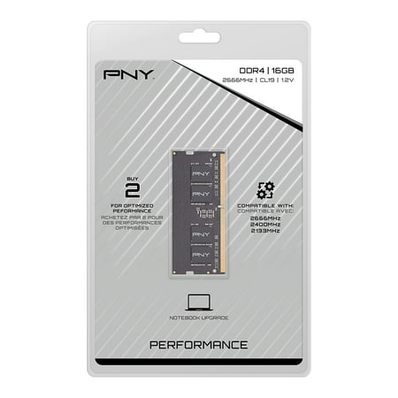 PNY - 16GB 2.666GHz PC4-21300 DDR4 SO-DIMM Unbuffered Non-ECC Laptop Memory - Black