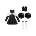thumbnail image 4 of iiniim Kids Girls Cheerleading Cheer Leader Dance Dress with Pom Poms Headwear Socks Party A White&Black 16, 4 of 7