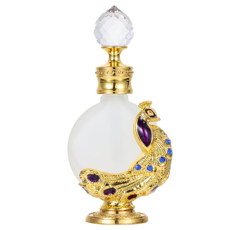1pc Peacock Design Perfume Bottle Creative Essential Oil Bottle Liquid Holder, Size: 3.10, Gold