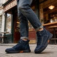 thumbnail image 6 of Sewkxo Men's Casual Leather Fashion Sneakers Ankle Boots Handmade Lightweight Loafers Mid Top Walking Driving Shoes,Navy 43, 6 of 7