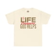 thumbnail image 2 of DJH Apparel | Life Happens, God Helps Christian Unisex Cotton T-shirt, 2 of 8